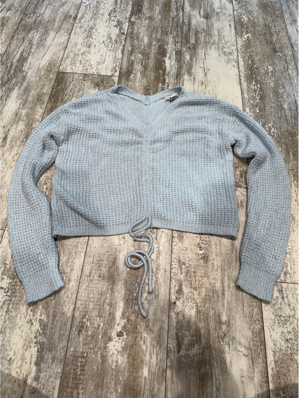 Sincerely Jules Womens M Blue Cinch Front Sweater Cozy Knit
